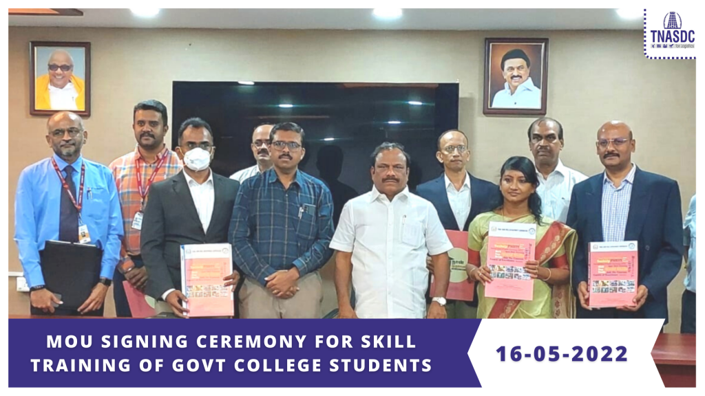 TNASDCL is Honoured to Sign MoU and Receive an Order for Skill Development of Govt. College Students from Hon’ble Tamil Nadu Minister for Labour and Employment, Thiru. C. V. Ganesan